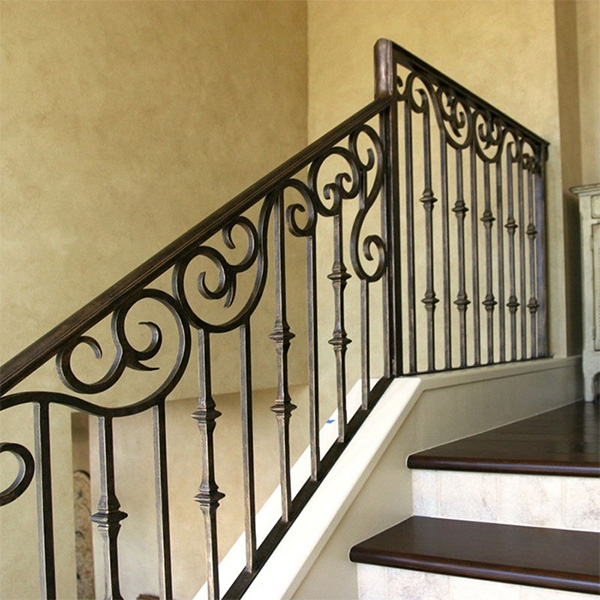 14Metal outdoor wrought iron stair railing panels staircase villa handrail iron (1)