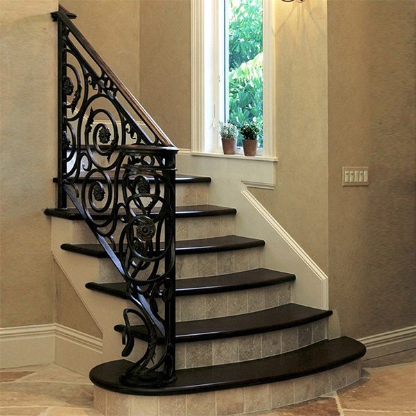 14Metal outdoor wrought iron stair railing panels staircase villa handrail iron (2)