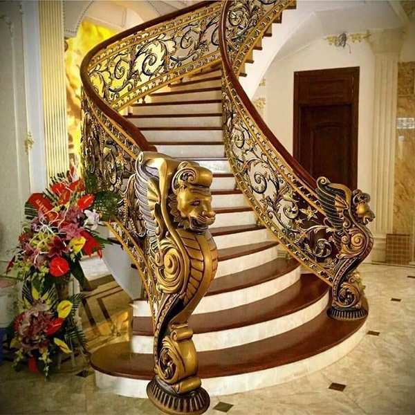 15Factory direct sale advanced indoor staircase stainless steel balustrade hollow design (4)