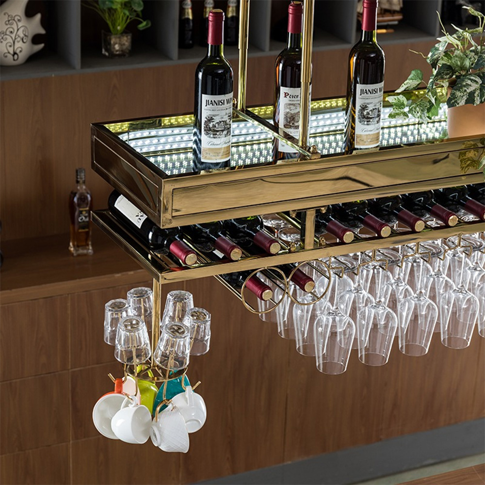 Hanging Stainless Steel Wine Racks Enhancing The Home Bar Experience (3)