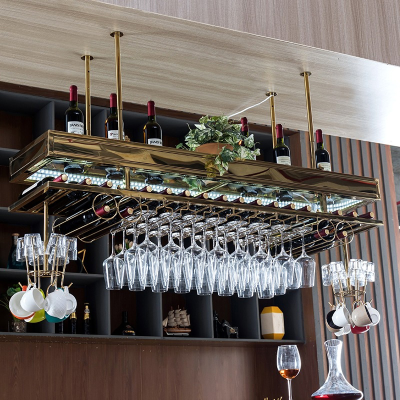 Hanging Stainless Steel Wine Racks Enhancing The Home Bar Experience (4)