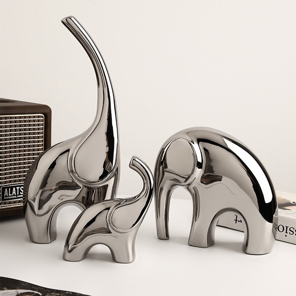 Stainless Steel Elephant Family Elegant Interior Decoration (1)