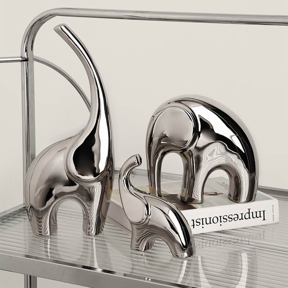 Stainless Steel Elephant Family Elegant Interior Decoration (3)