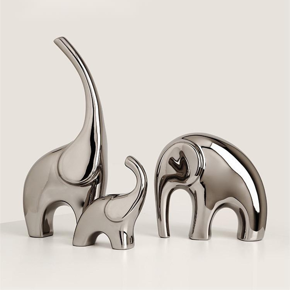 Stainless Steel Elephant Family Elegant Interior Decoration (4)