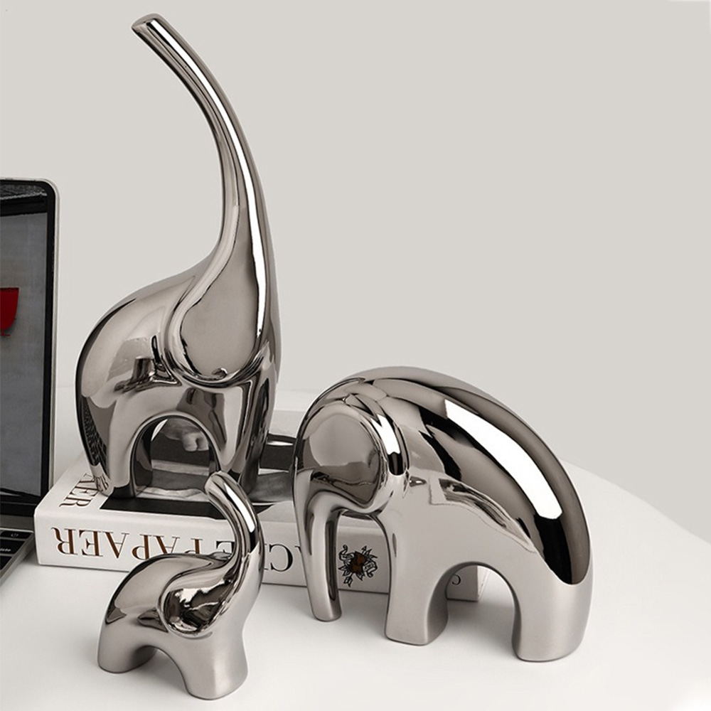 Stainless Steel Elephant Family Elegant Interior Decoration (5)