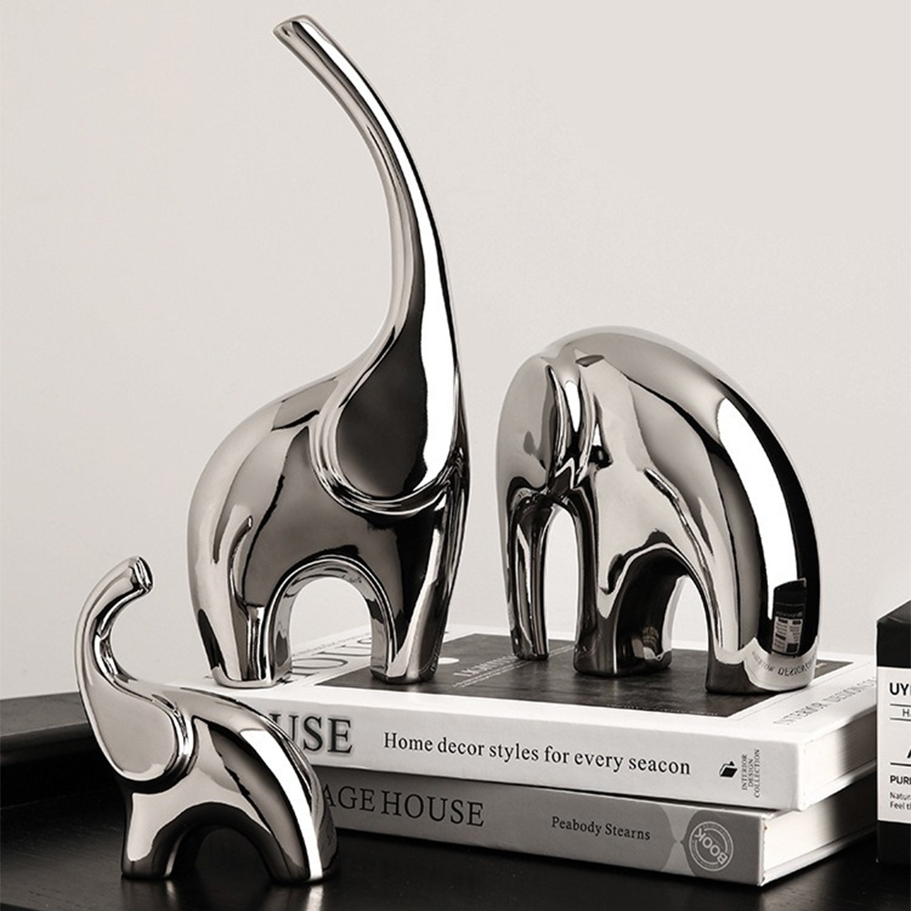 Stainless Steel Elephant Family Elegant Interior Decoration (6)